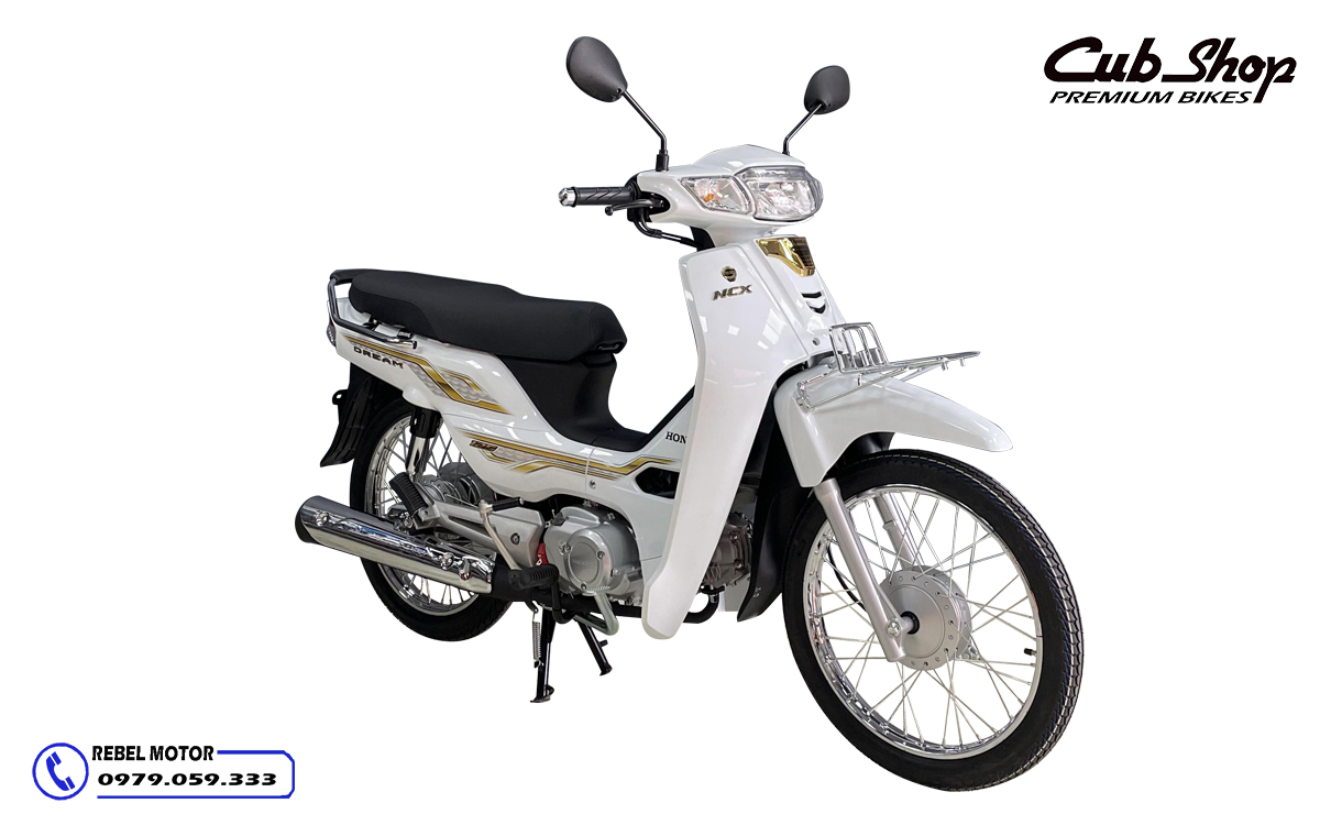 Honda Dream 125 2024 màu trắng trức phải